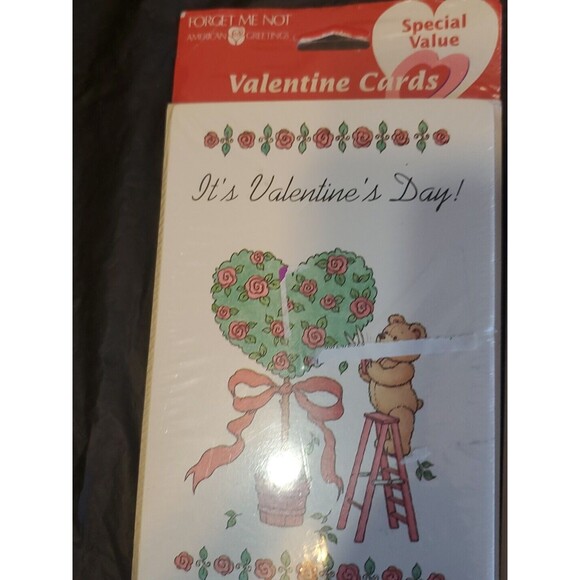Valentines Day Cards Forget Me Not 2-8pks Teddy Clipping Roses Greeting Cards - Picture 4 of 9
